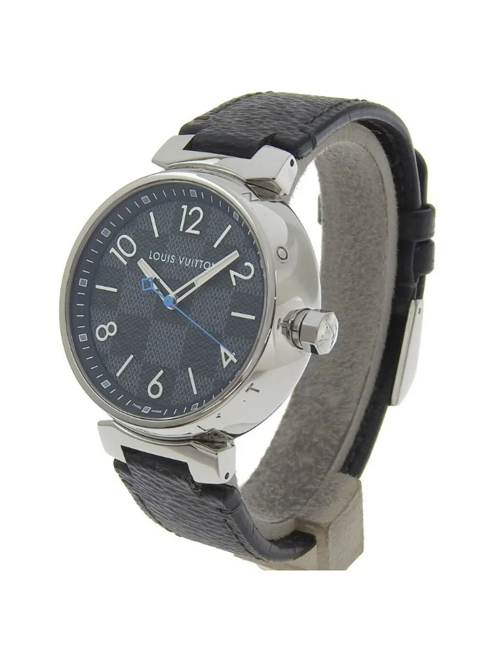 Louis Vuitton Tambour GM Stainless Steel Monogram Eclipse Canvas Quartz Analog